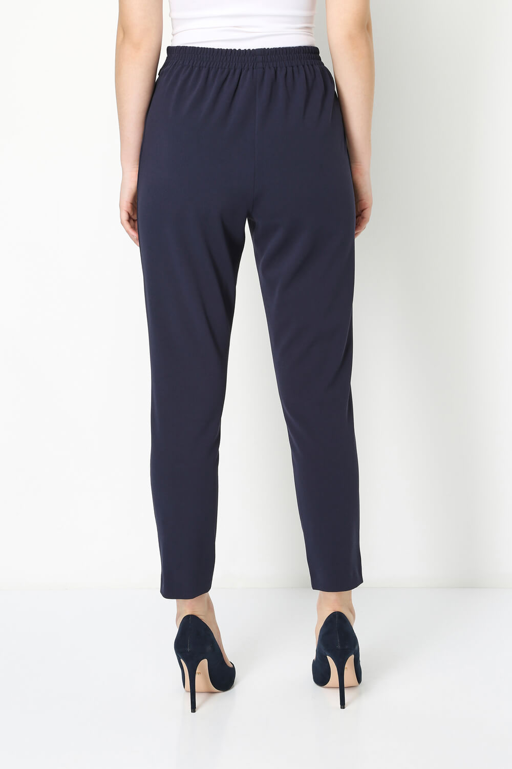 Navy  Ring Detail Tailored Trousers, Image 2 of 5