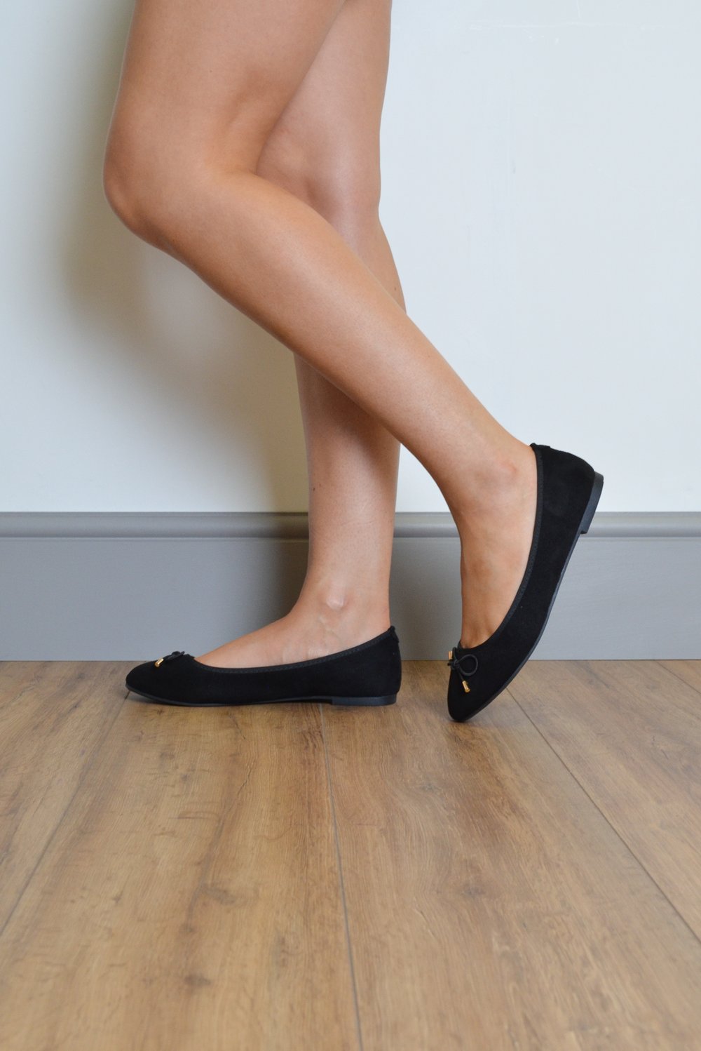 Black Suede Bow Dolly Shoes, Image 4 of 5