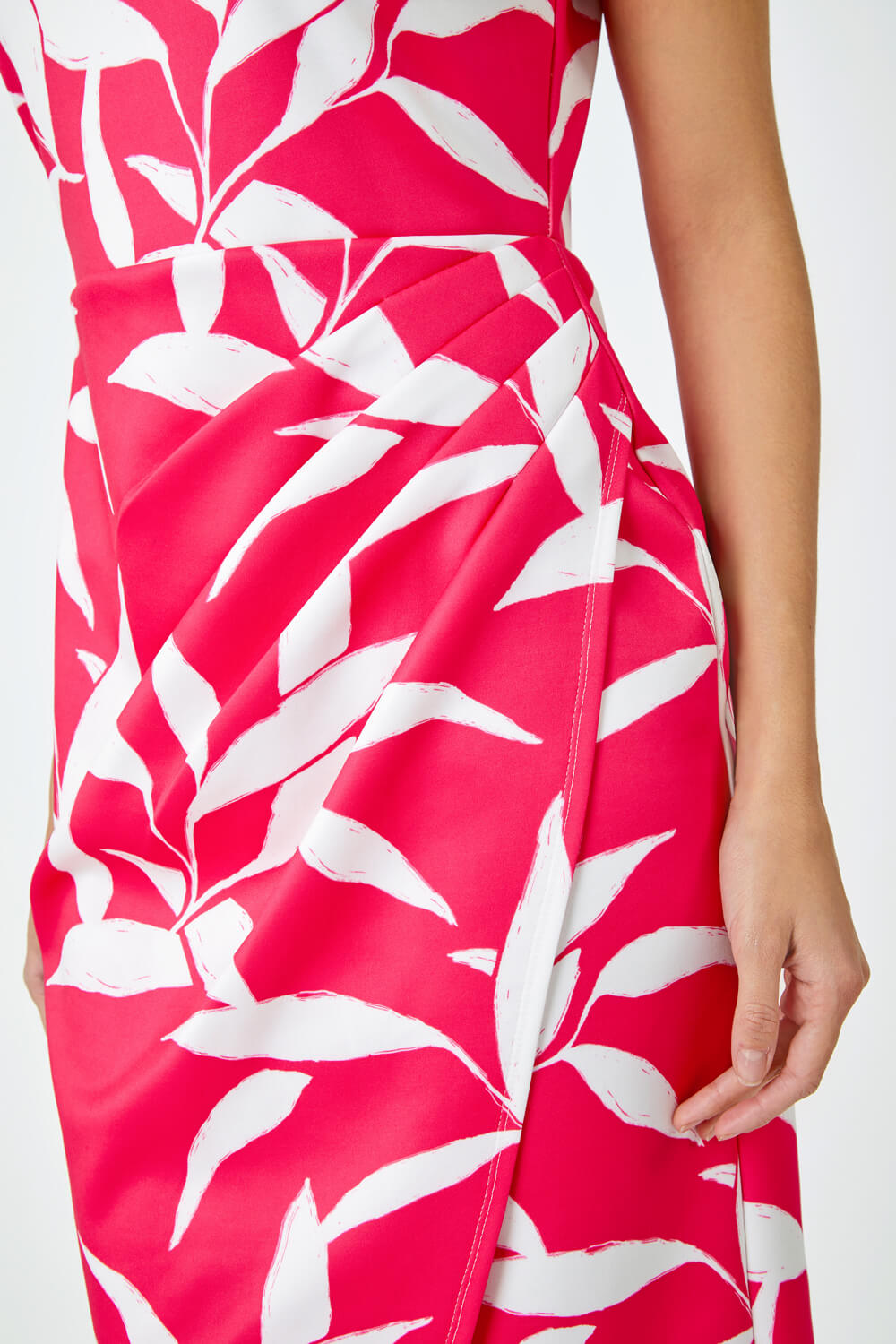 CERISE Leaf Print Ruched Shift Dress, Image 5 of 5