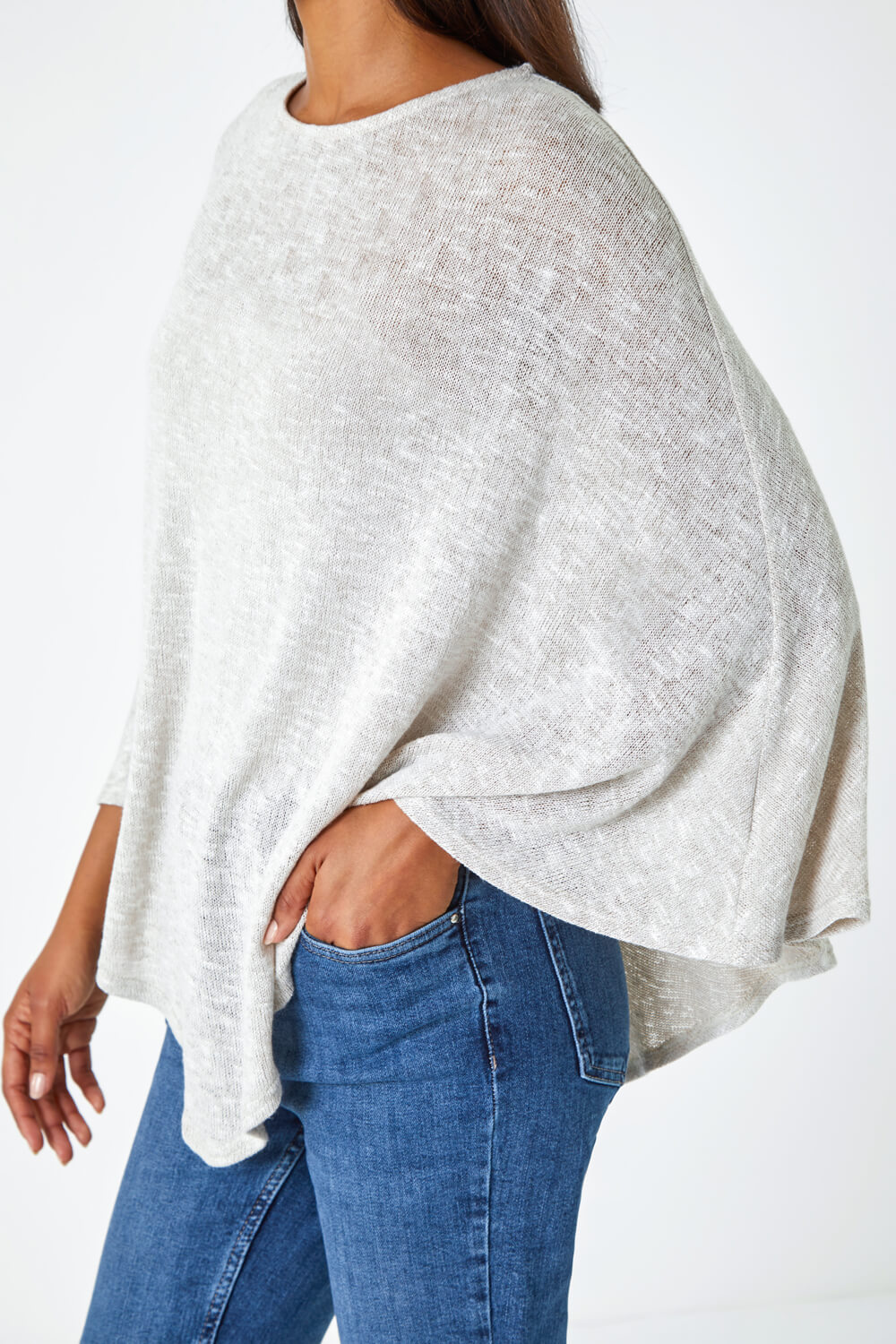 Stone Marl Stretch Knit Jersey Top, Image 5 of 5