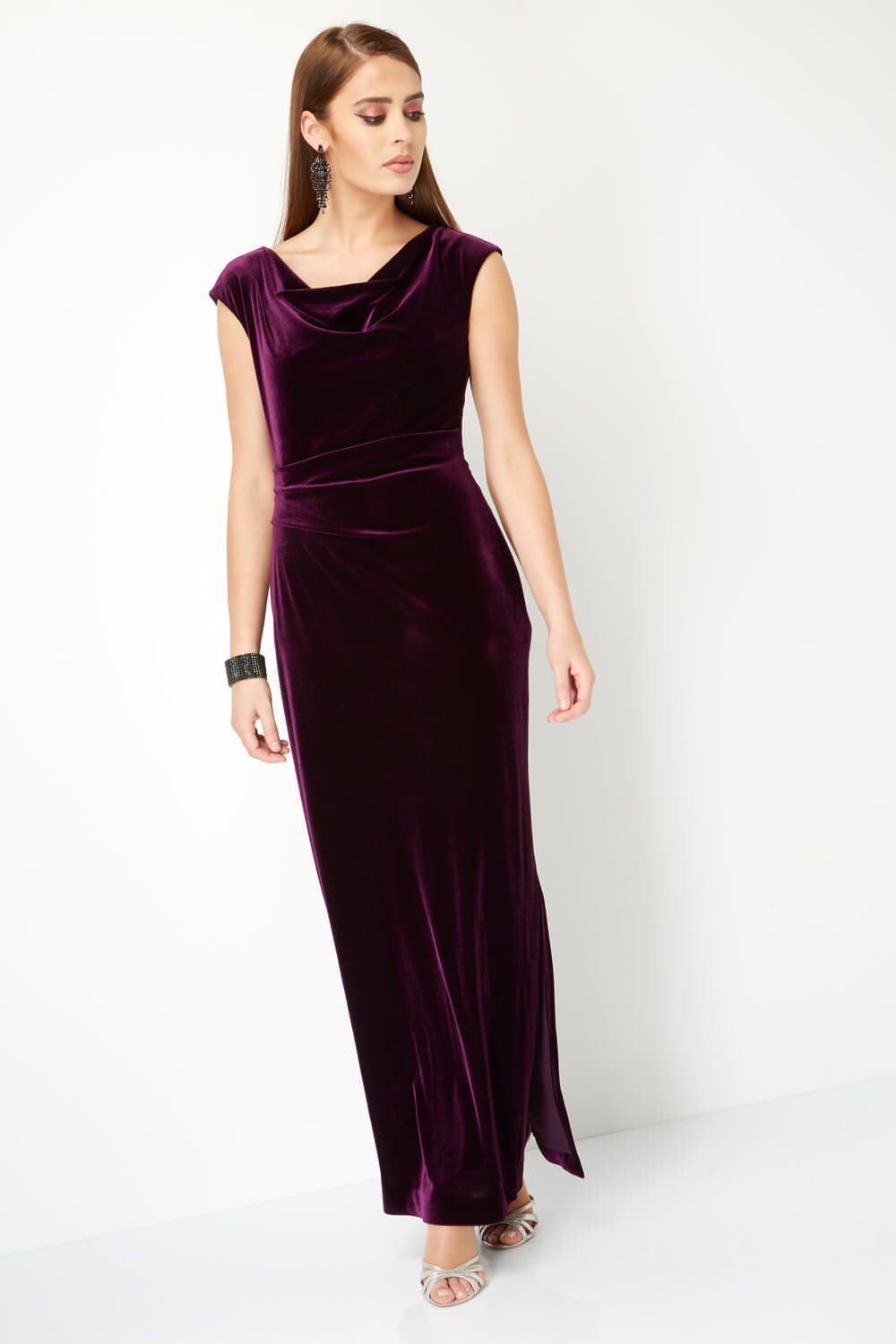 Velvet cowl sale neck maxi dress