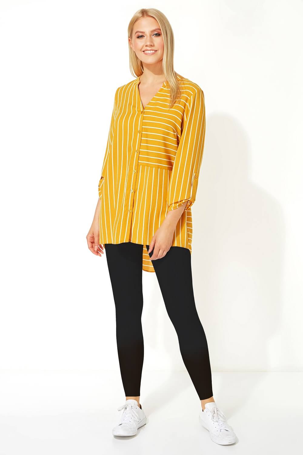 Amber Contrast Stripe Button Through Shirt, Image 2 of 5