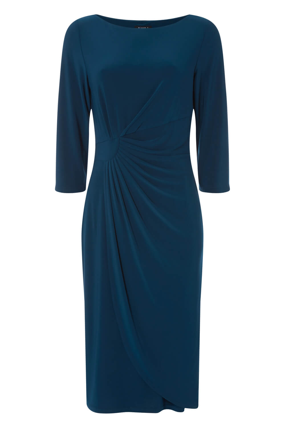 3/4 Sleeve Wrap Dress in Teal - Roman Originals UK