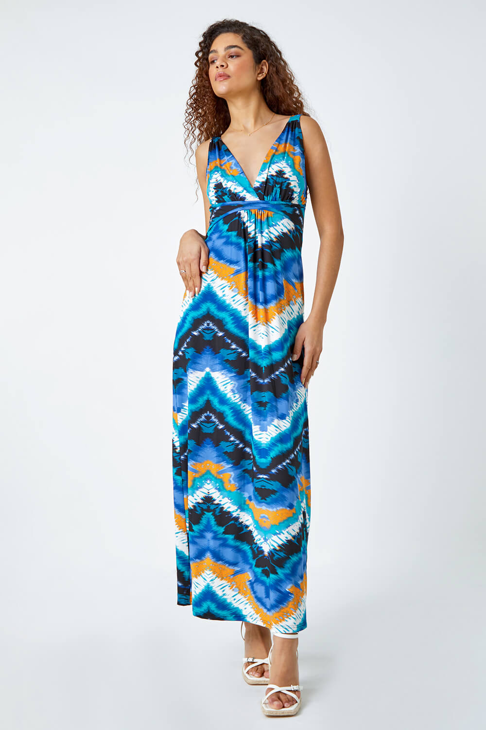 Abstract Print Maxi Stretch Dress