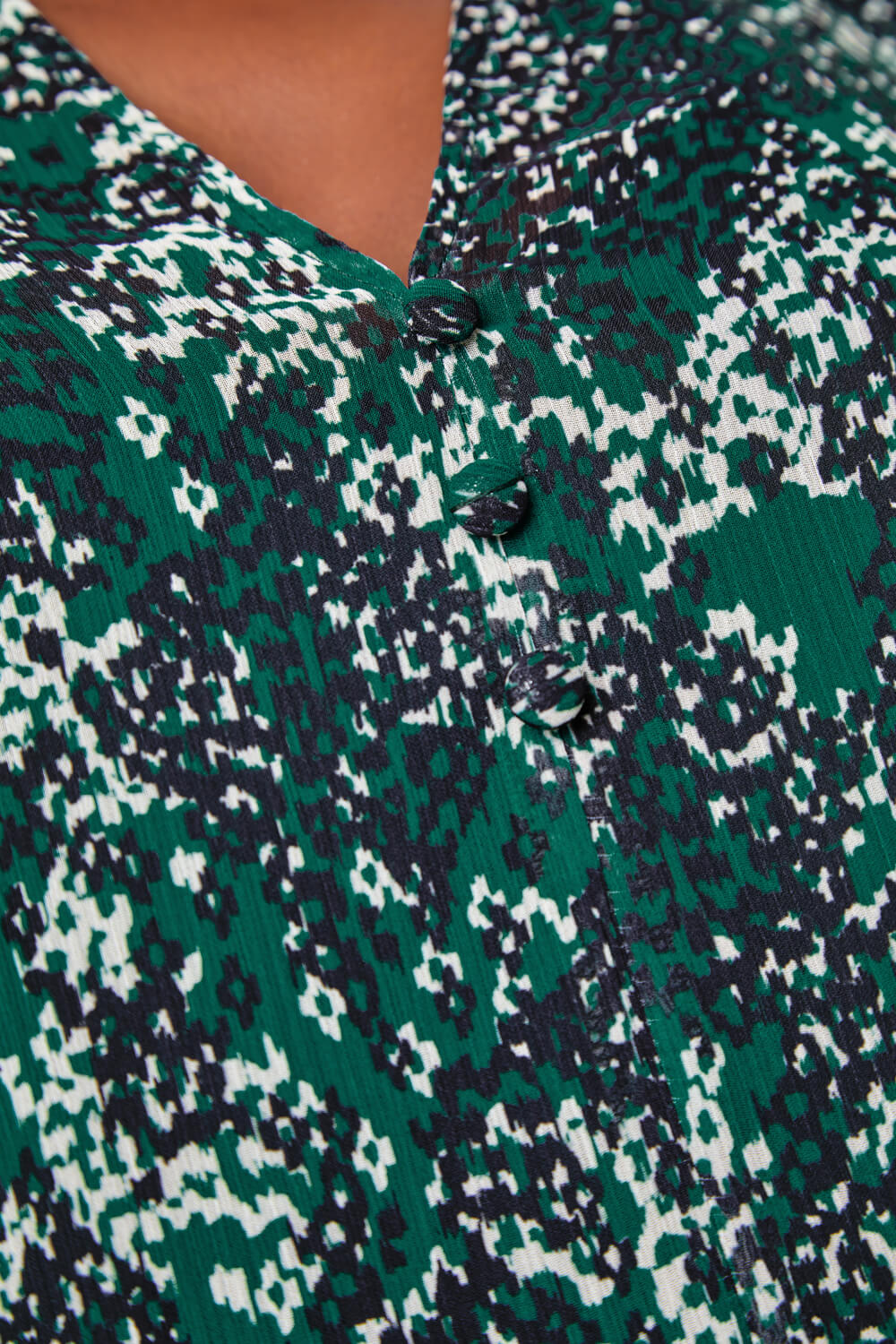 Green Animal Print Button Front Blouse, Image 5 of 5