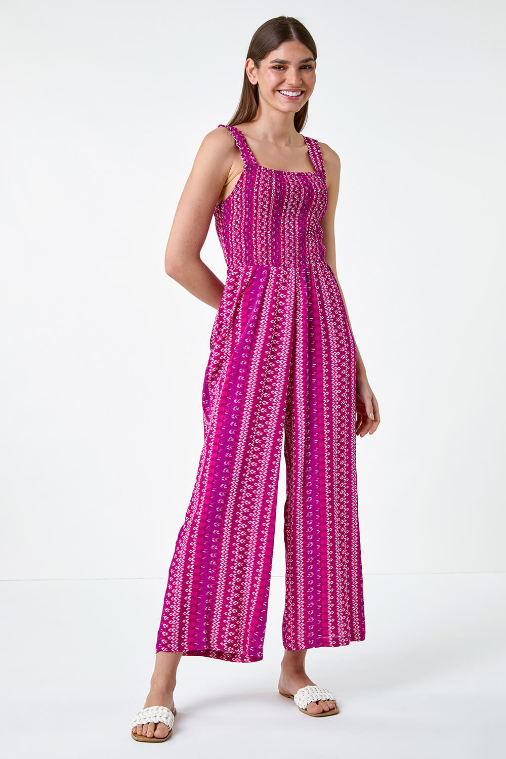 MAGENTA Abstract Stripe Wide Leg Stretch Jumpsuit, Image 2 of 5