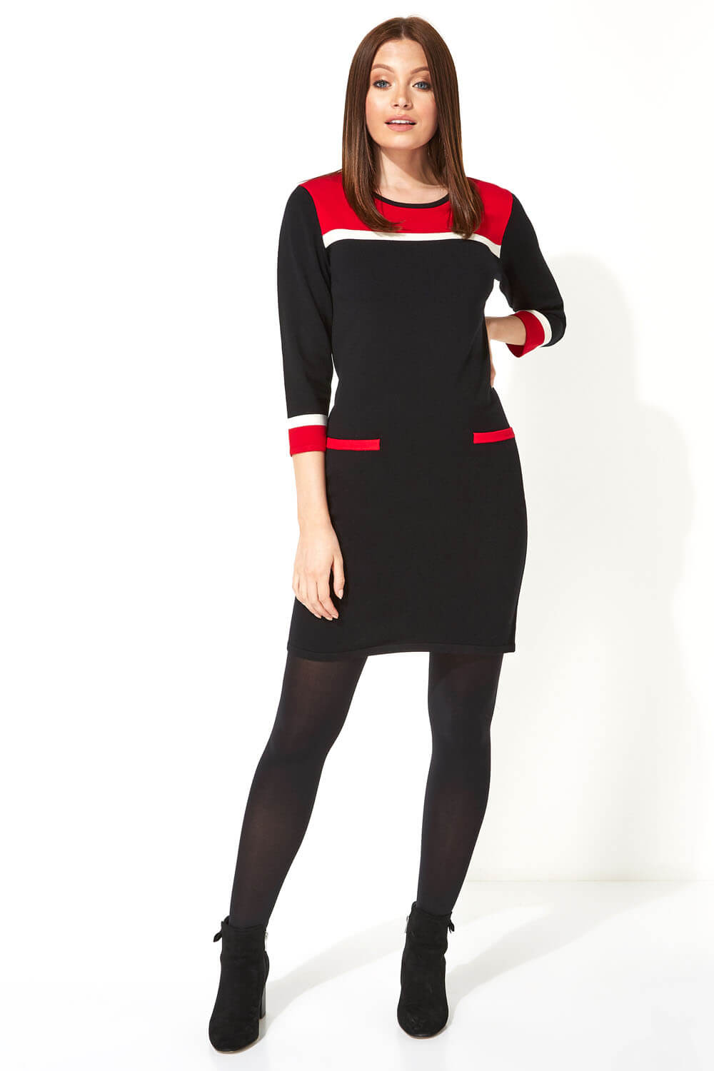 warehouse colour block knitted dress