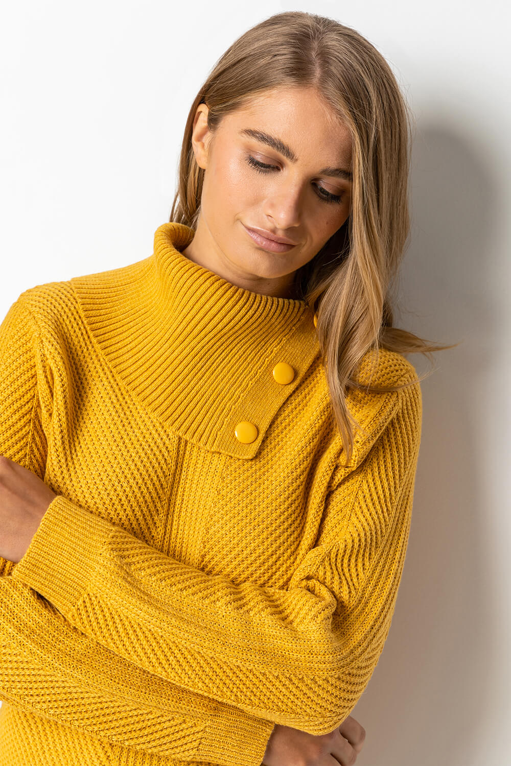 Amber Pointelle Sleeve Cowl Neck Jumper, Image 2 of 4
