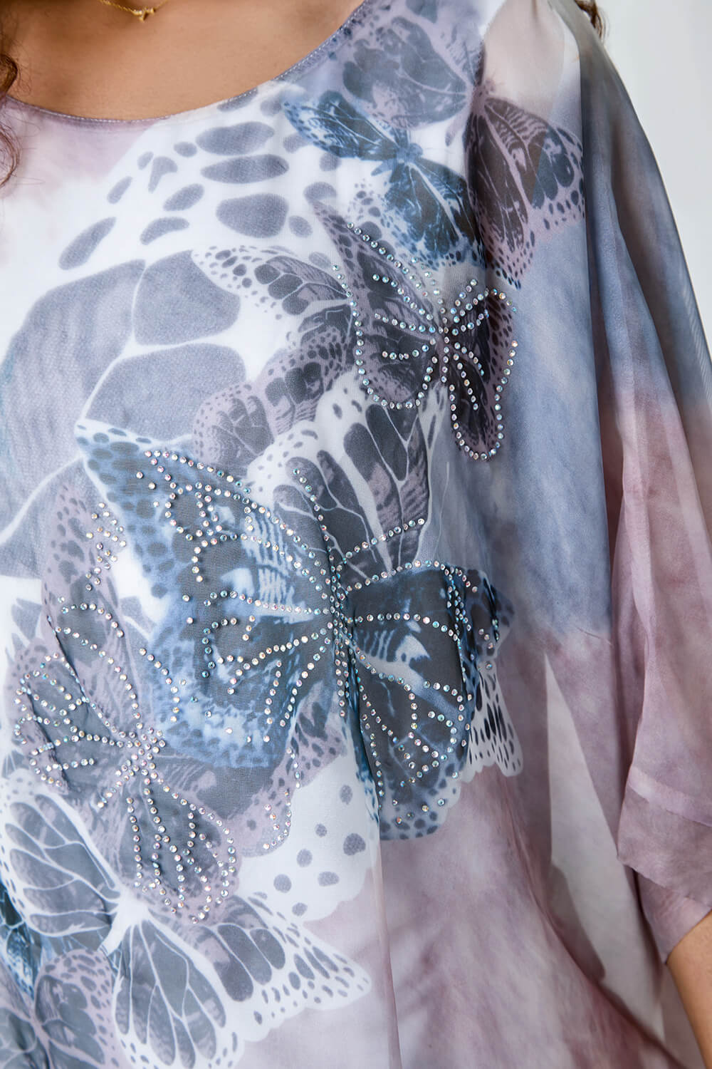 Light Pink Butterfly Print Overlay Top, Image 5 of 5