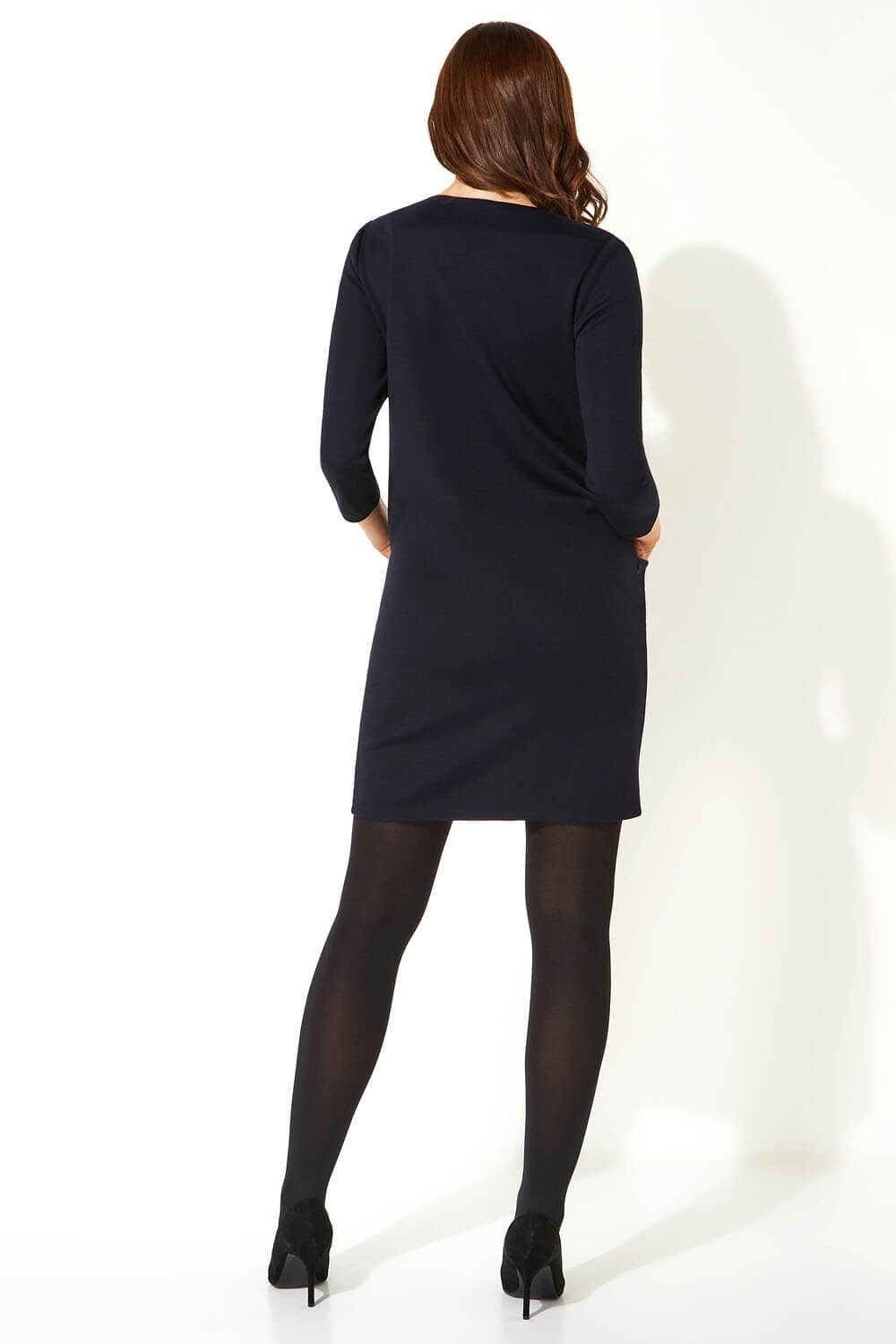 Navy  Relaxed Pocket Shift Dress, Image 3 of 5