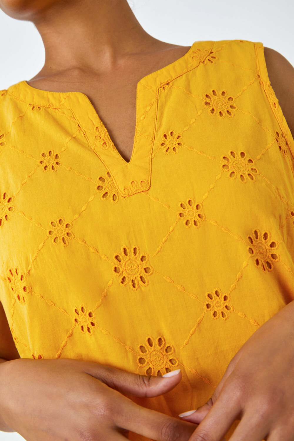 Amber Embroidered Cotton Shift Dress, Image 5 of 5