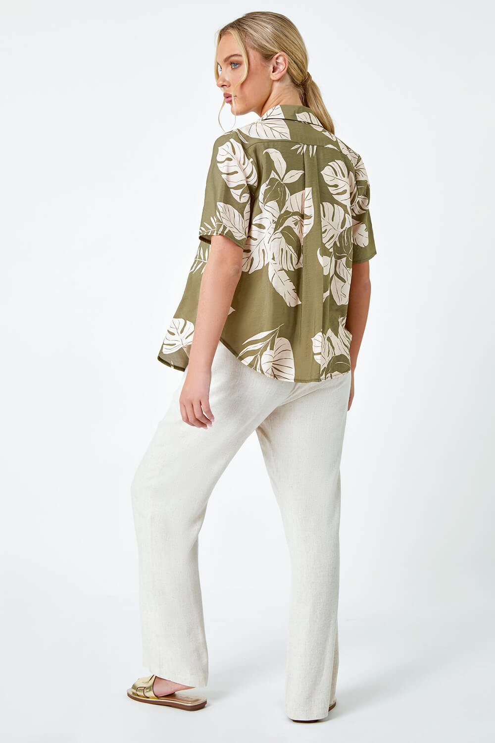 KHAKI Petite Tropical Print Shirt, Image 3 of 6
