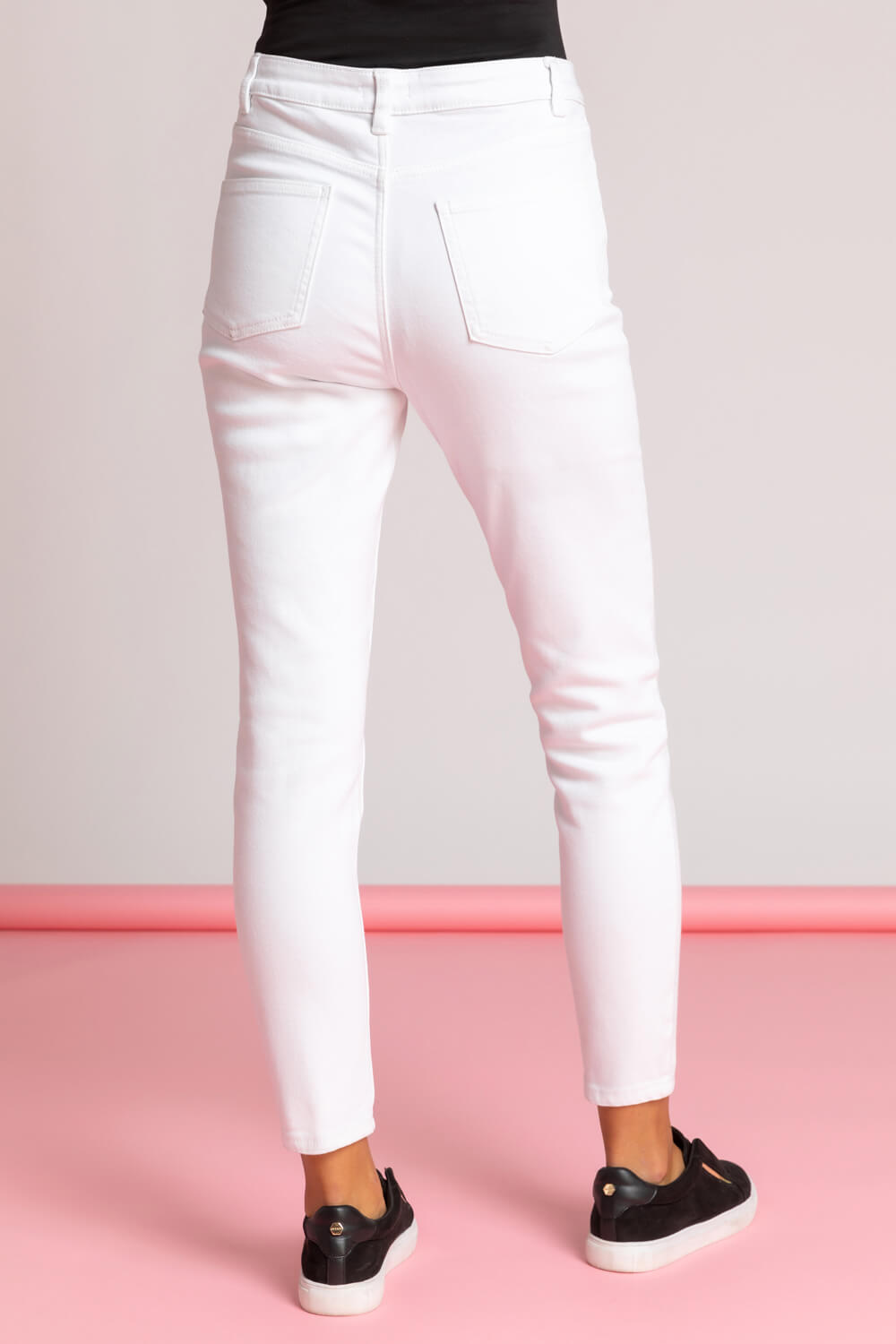 White Ripped Stretch Skinny Jeans, Image 2 of 4