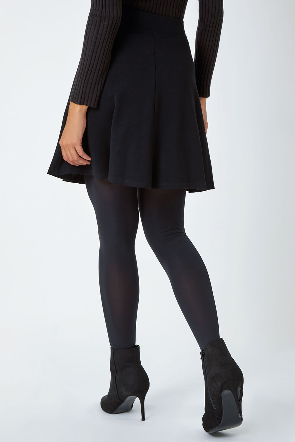Black Stretch Skater Skirt, Image 3 of 5