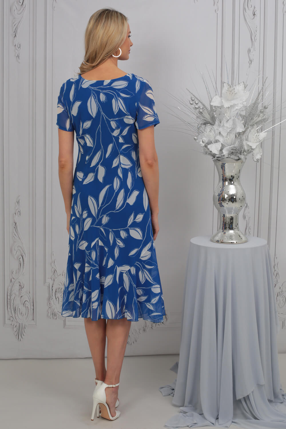 Royal Blue Julianna Floral Print Chiffon Dress, Image 2 of 3