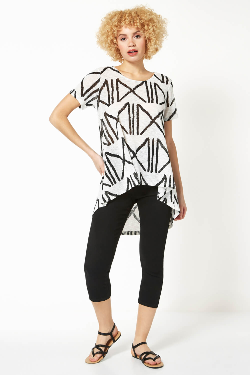 Ivory  Graphic Line Print T-Shirt, Image 2 of 5