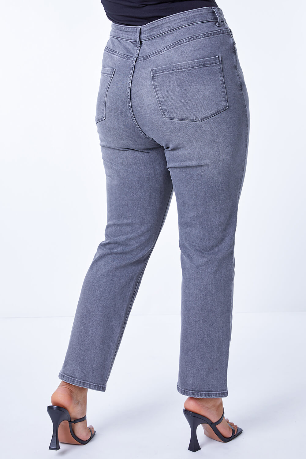 Grey Curve High Waisted Mom Jeans, Image 3 of 4
