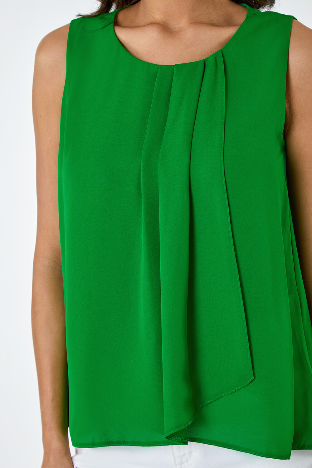 Green Pleat Detail Vest Top, Image 5 of 5