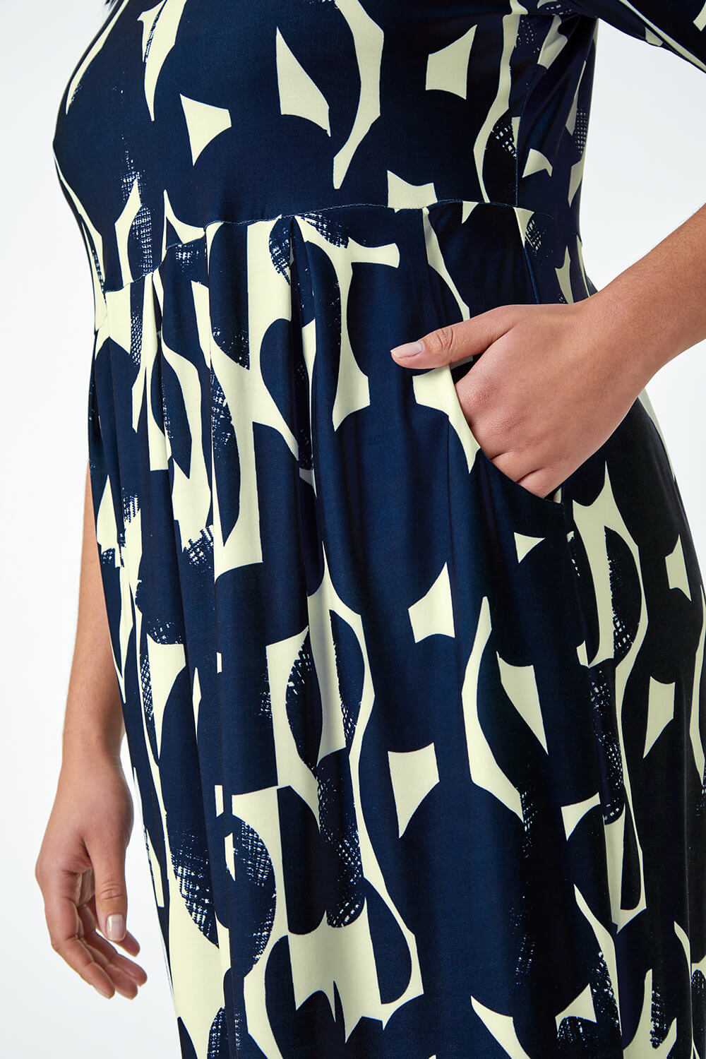 Navy  Curve Abstract Relaxed Pocket Dress, Image 5 of 5