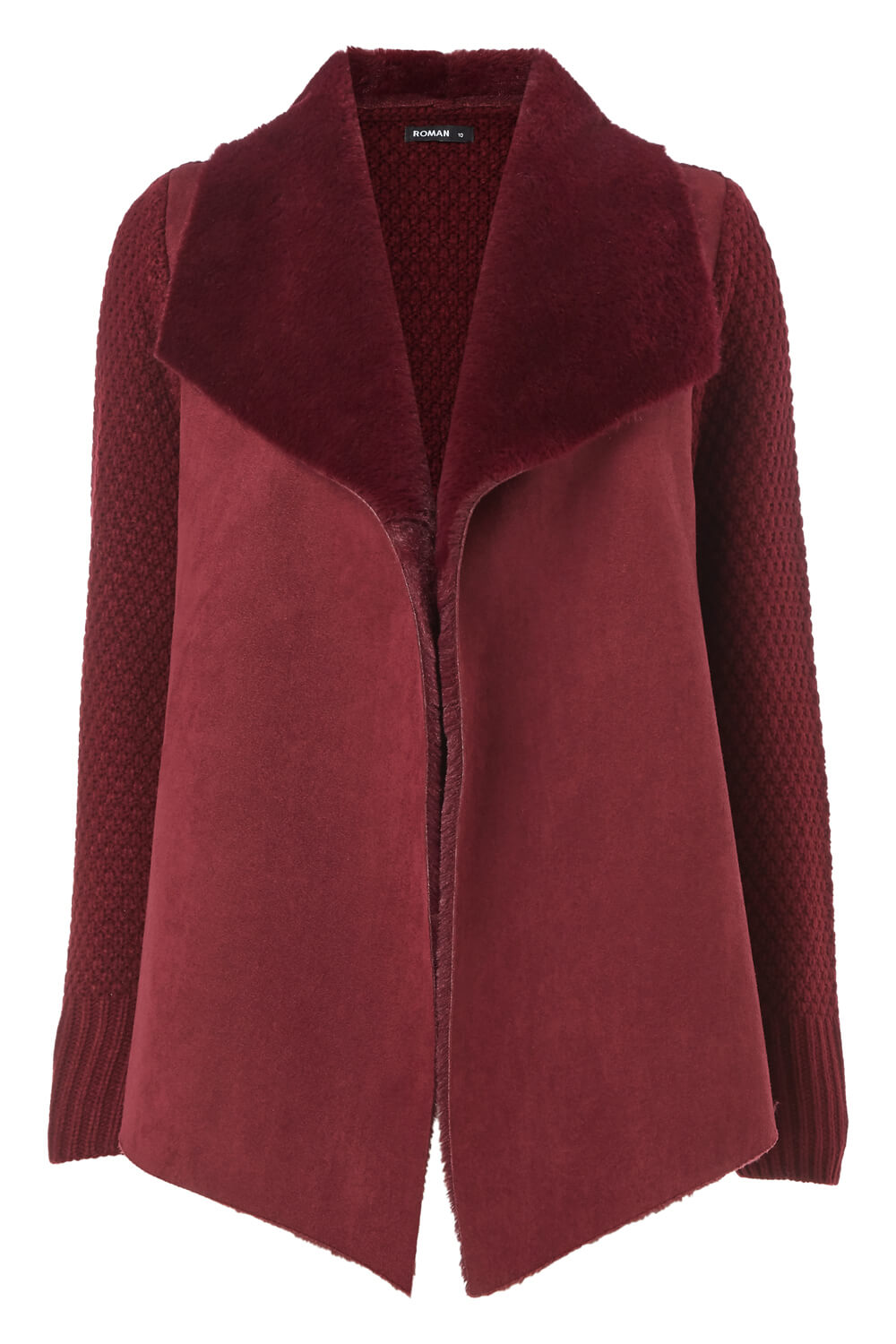 Red Faux Shearling Cardigan, Image 5 of 5