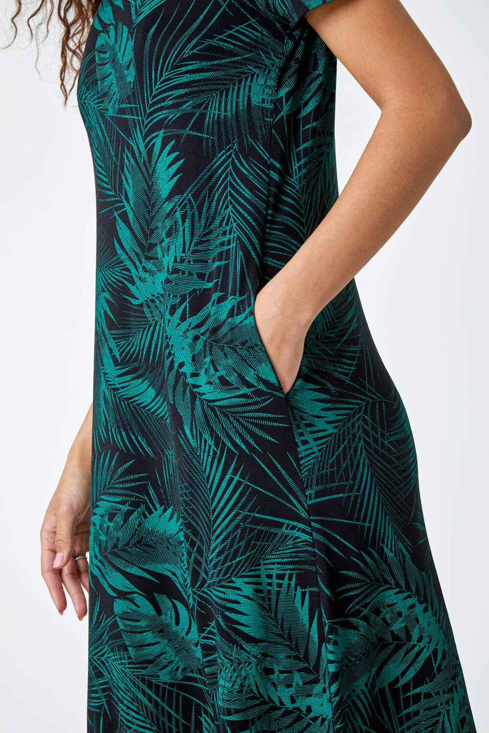  Leaf Print Stretch Midi Dress, Image 5 of 5