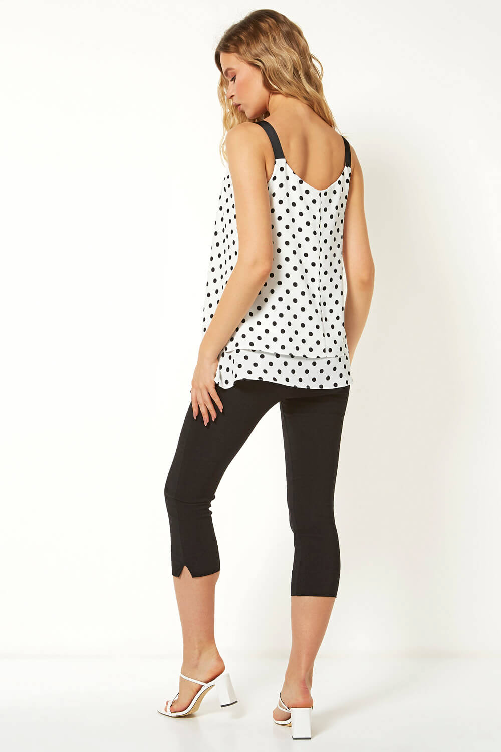 Ivory  Spot Double Layer Vest Top, Image 3 of 5