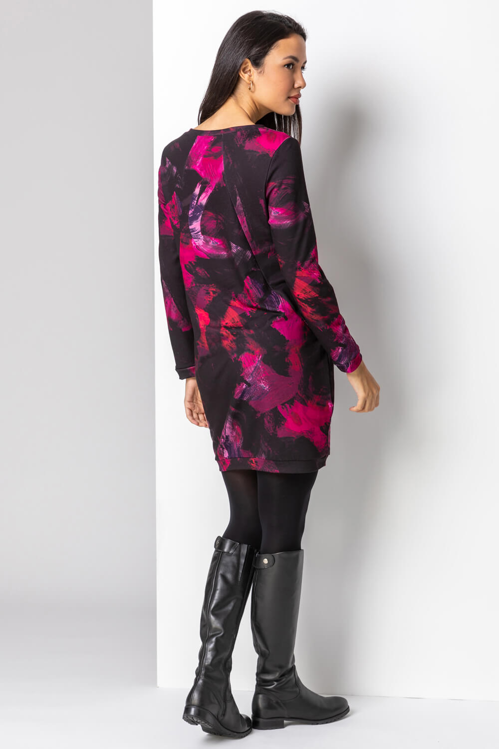 PINK Abstract Print Jersey Cocoon Dress, Image 2 of 4