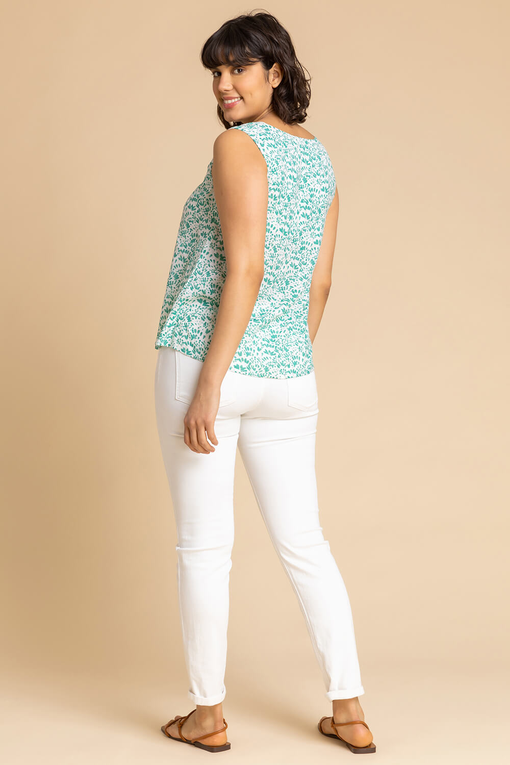 Mint Ditsy Print Pleat Front Cami Top, Image 2 of 4