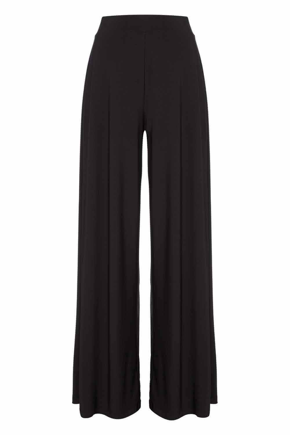 Black Wide Leg Stretch Trousers, Image 6 of 6