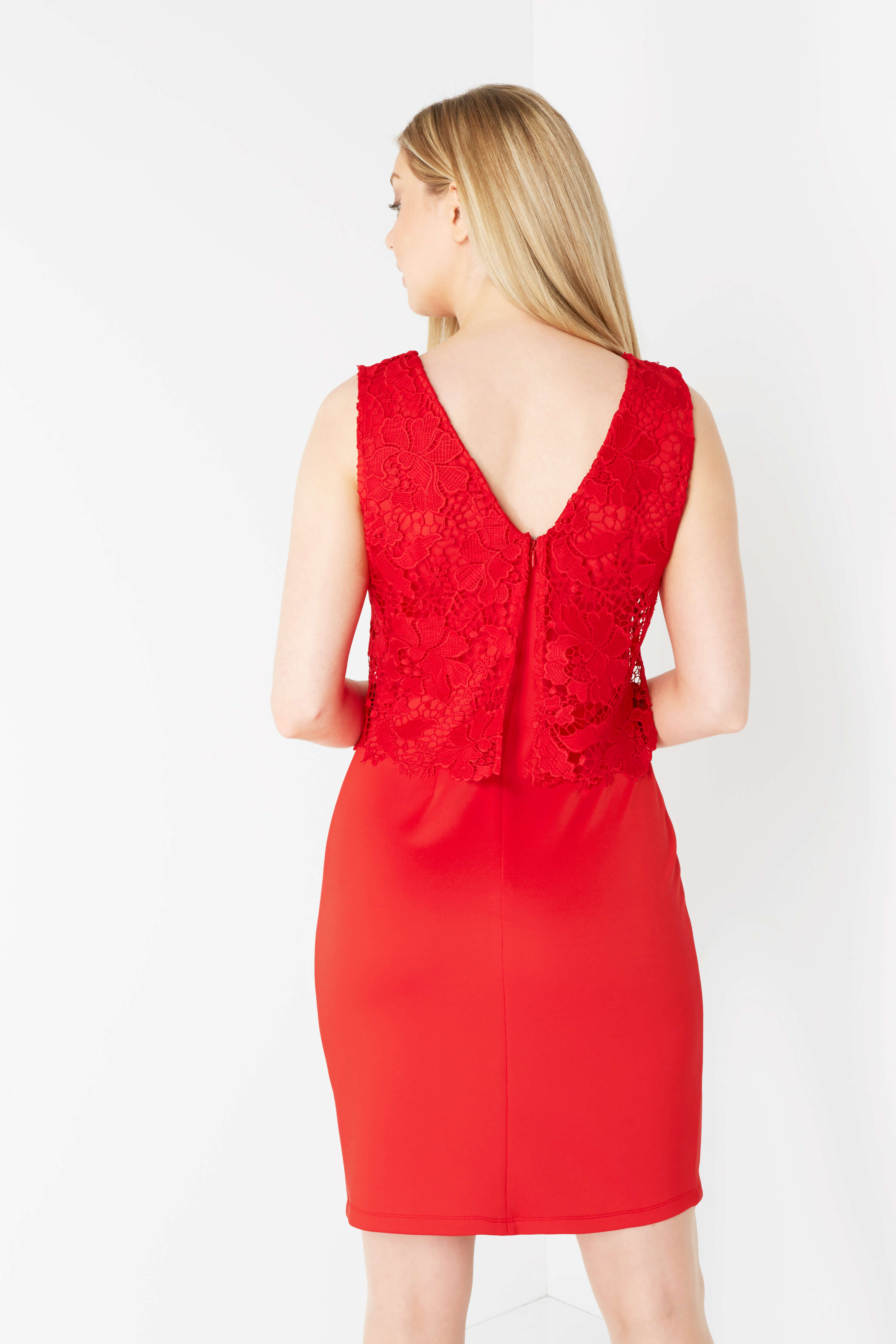 Lace Layer Dress In Red Roman Originals Uk 0079