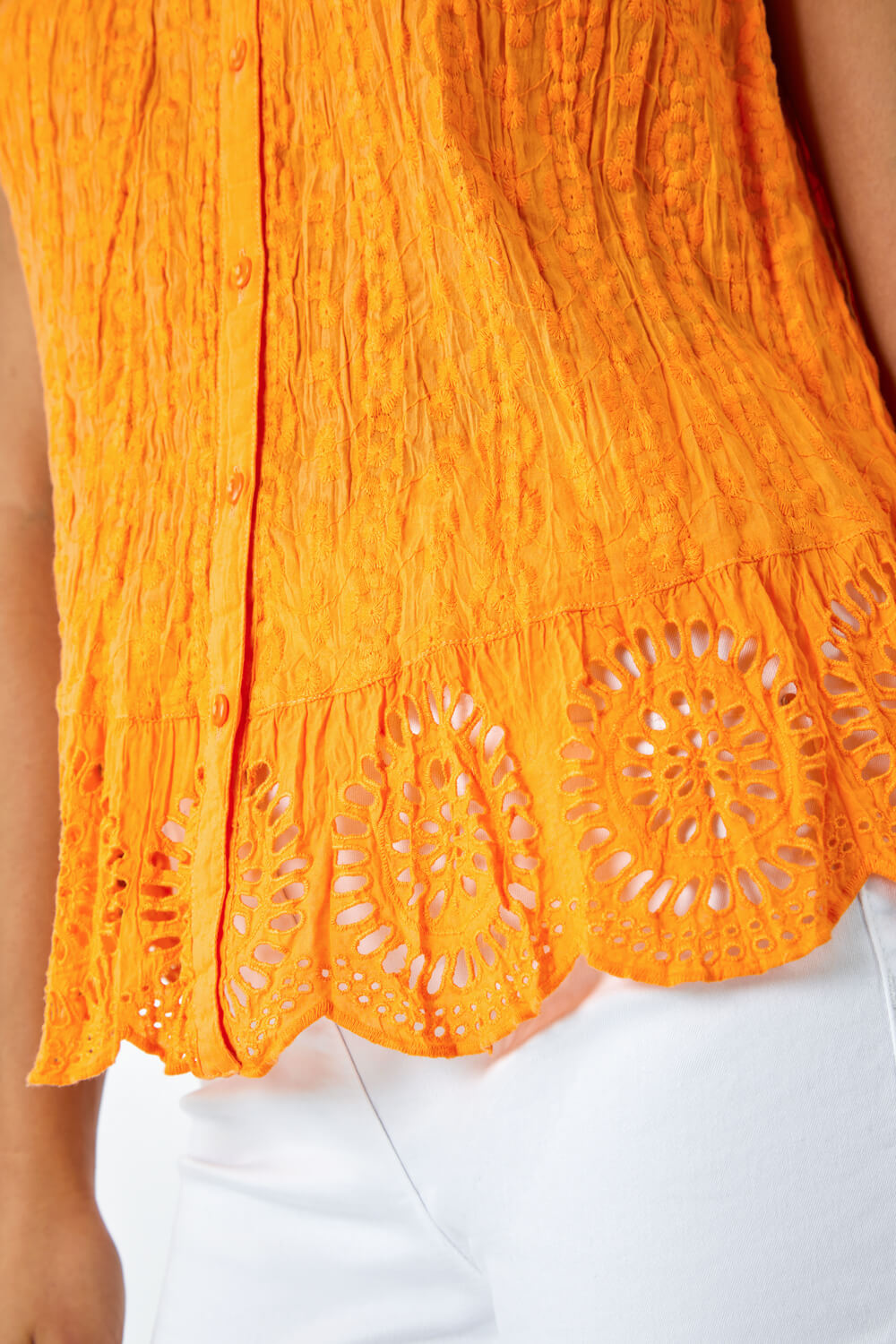 Amber Embroidered Sleeveless Crinkle Blouse, Image 5 of 5