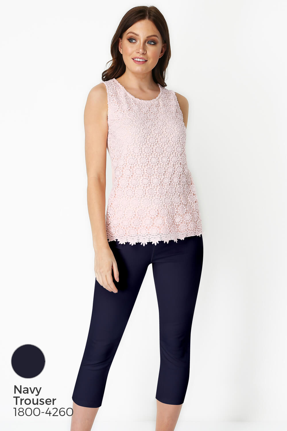 Light Pink Lace Front Jersey Vest Top, Image 8 of 8