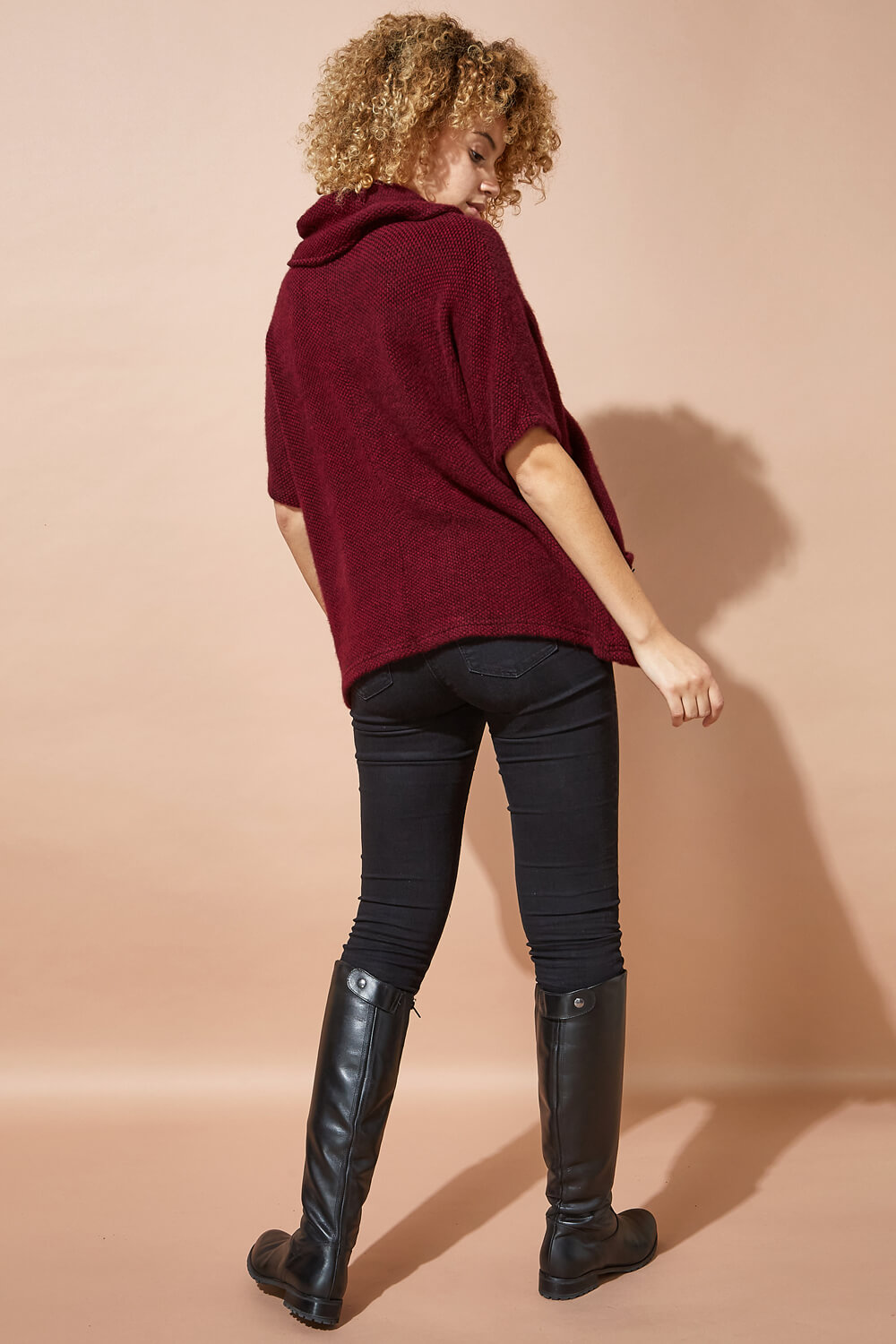 Wine Cowl Neck Textured Tunic Top, Image 2 of 5