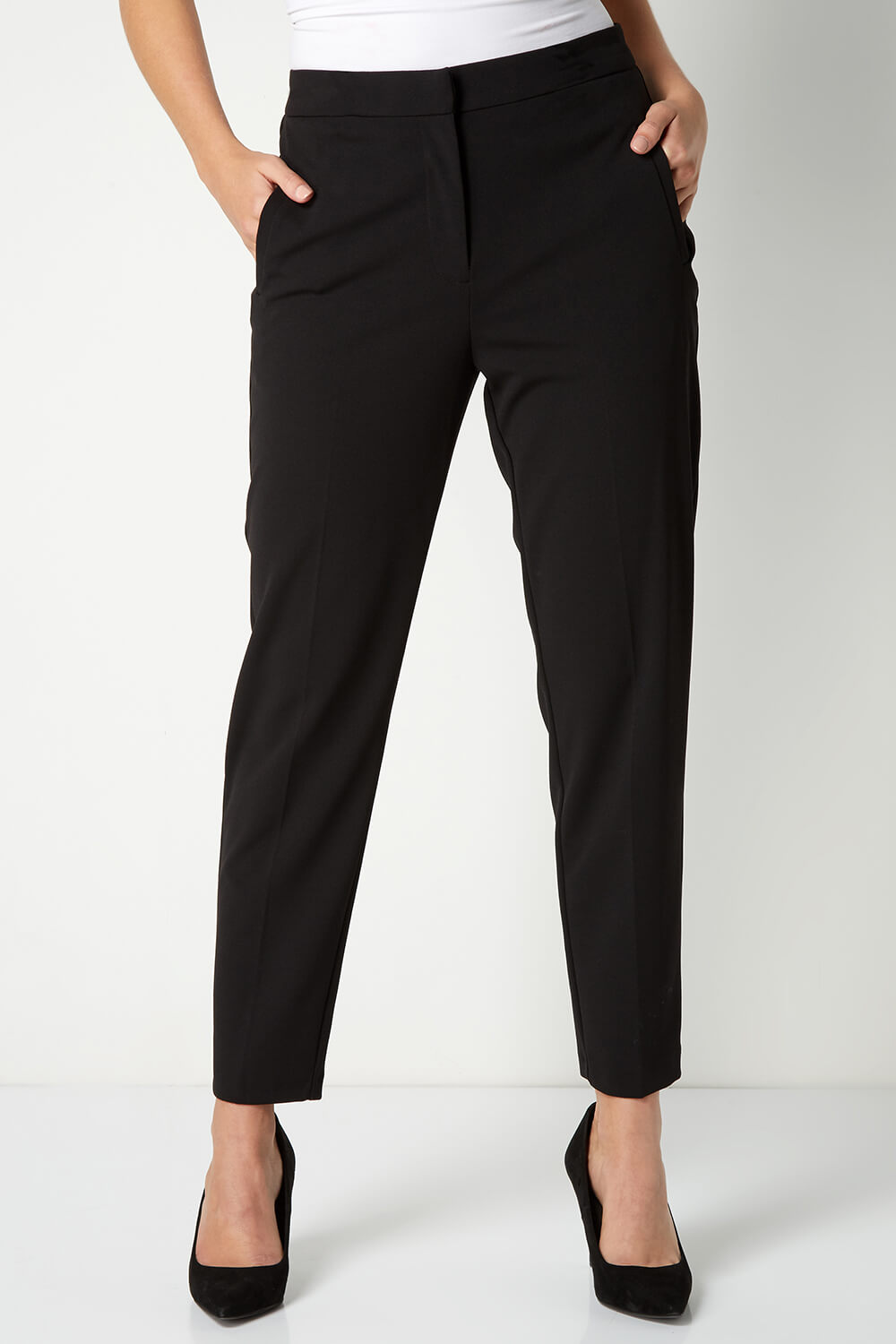 Black Linen Look High Waisted Tailored Trousers  PrettyLittleThing