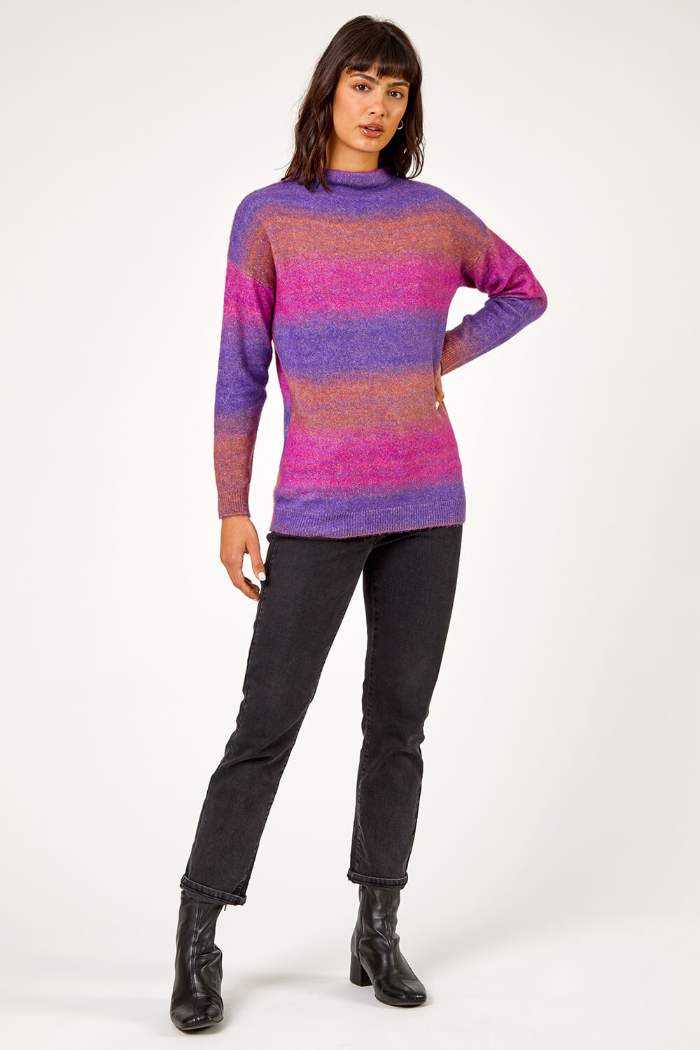 Purple Ombre Print High Neck Jumper, Image 4 of 5