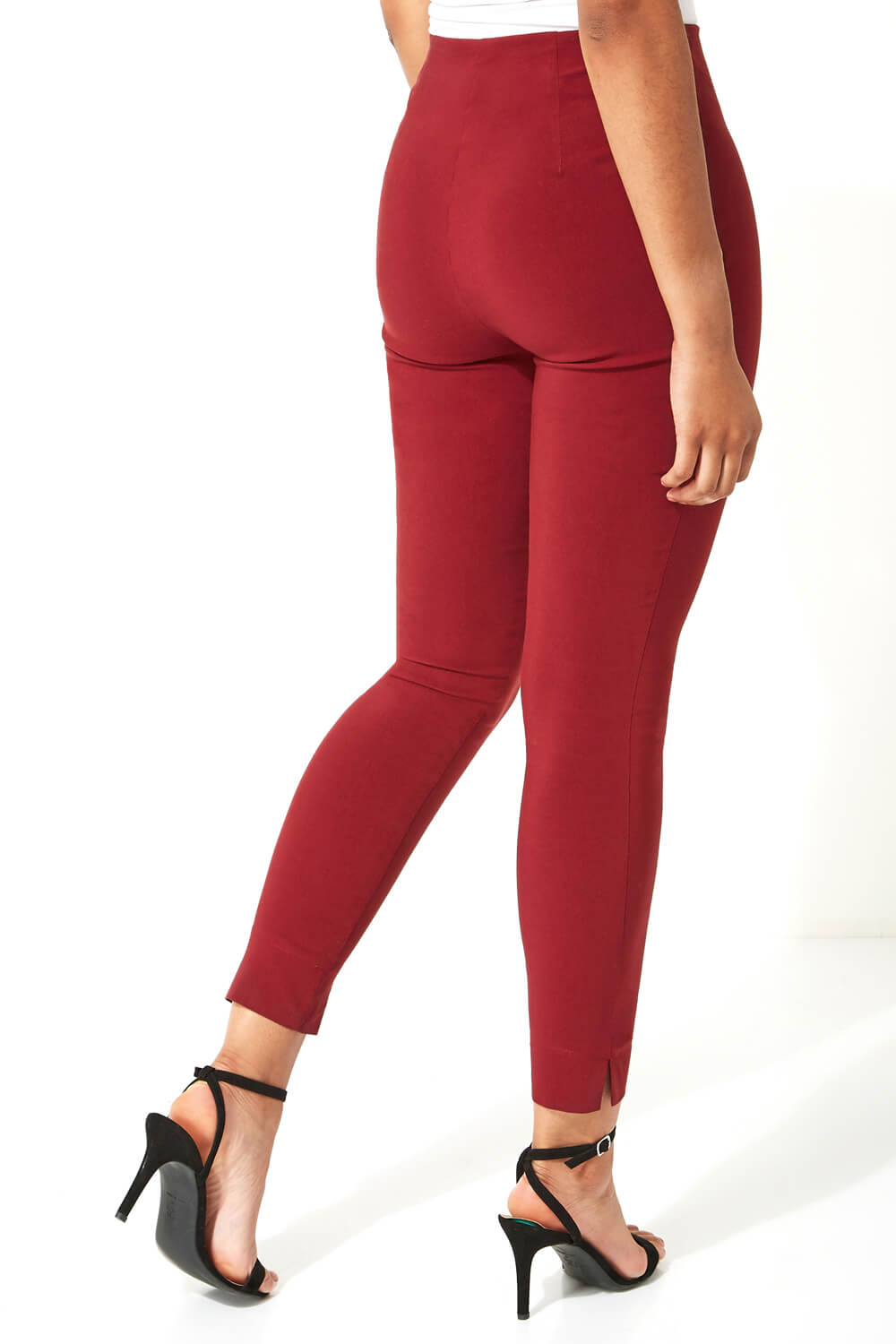 Red Full Length Stretch Trousers, Image 3 of 5
