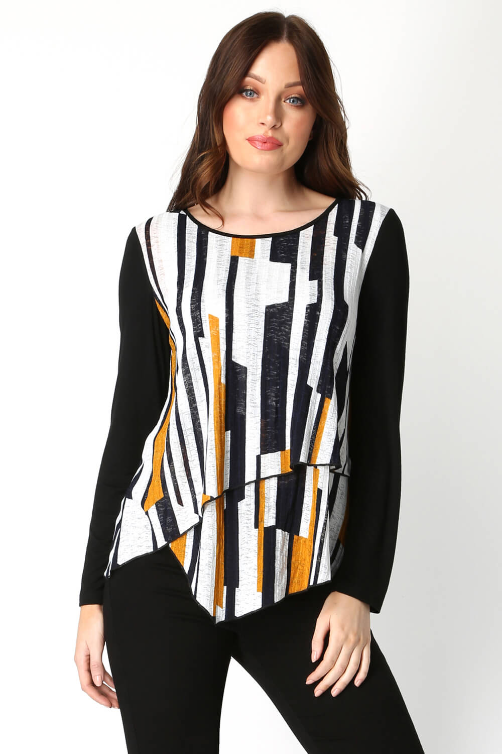 Double Layer Contrast Stripe Top