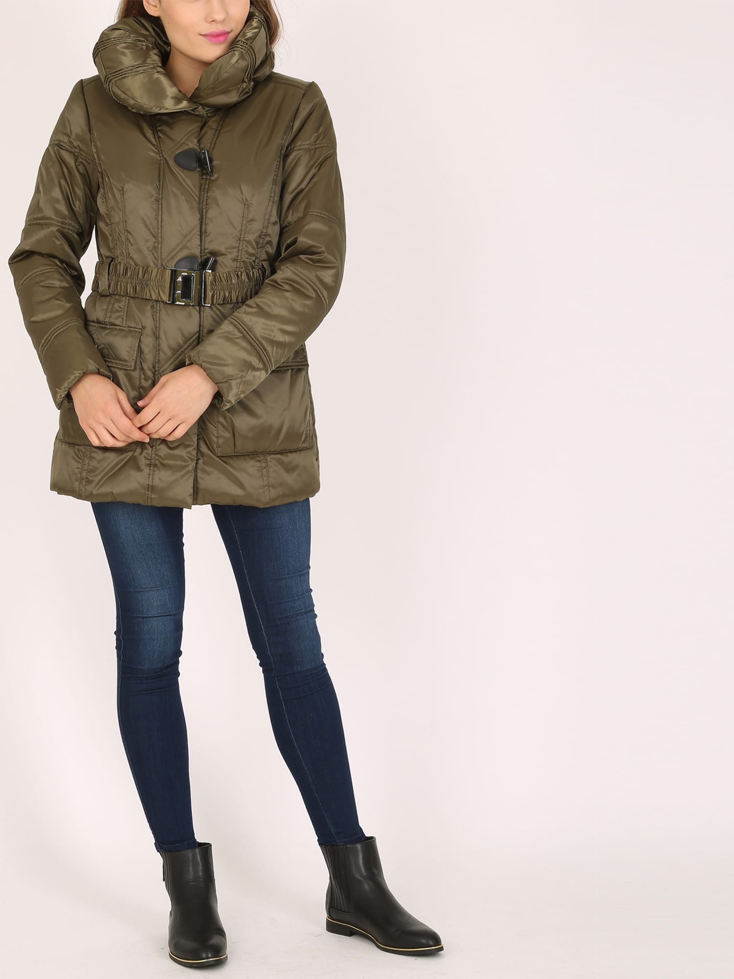 David Barry Ladies Padded Toggle Jacket in Khaki - Roman Originals UK