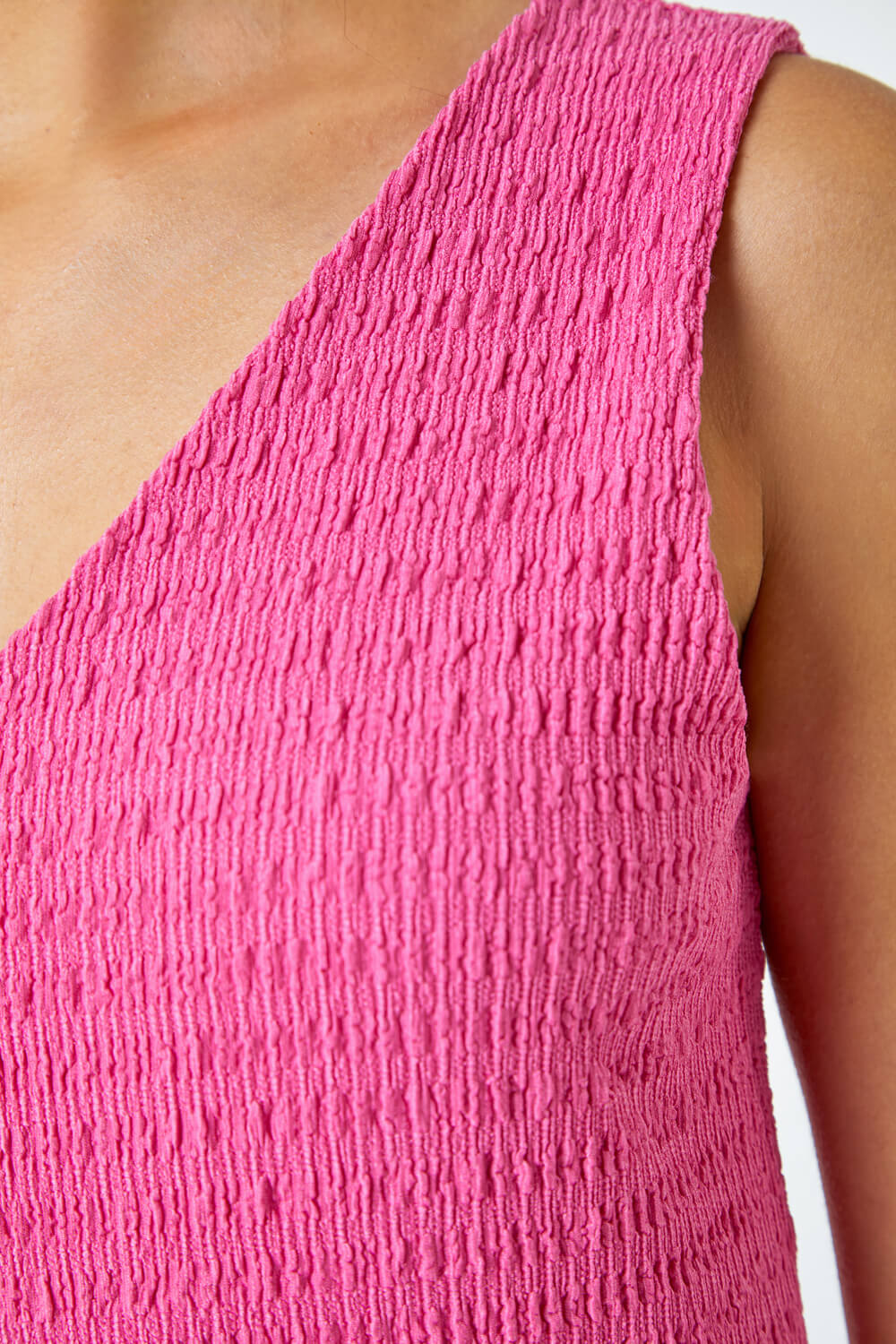 Fuchsia Sleeveless Textured Midi Stretch Dress, Image 5 of 5