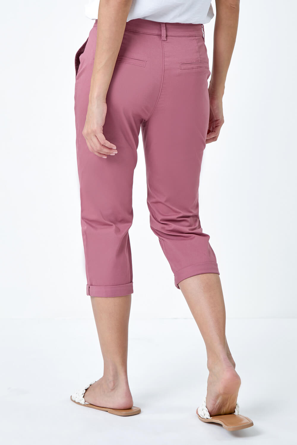 Rose Cotton Blend Cropped Chino Trousers, Image 3 of 5