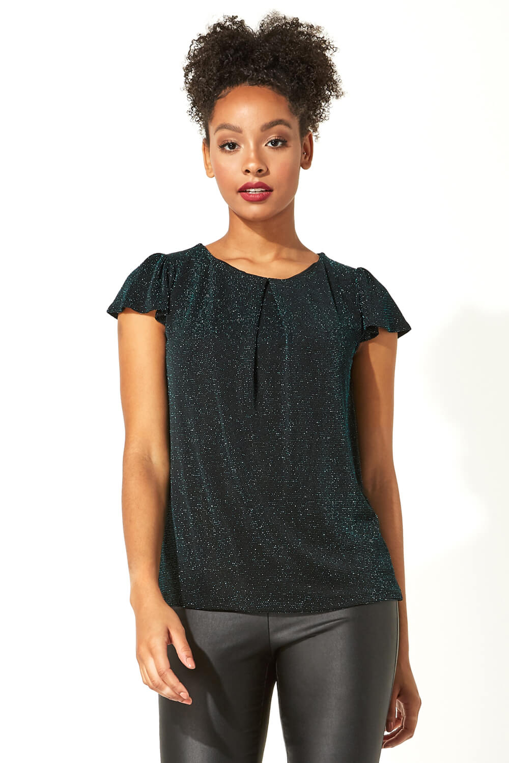 Shimmer Pleat Neck Top
