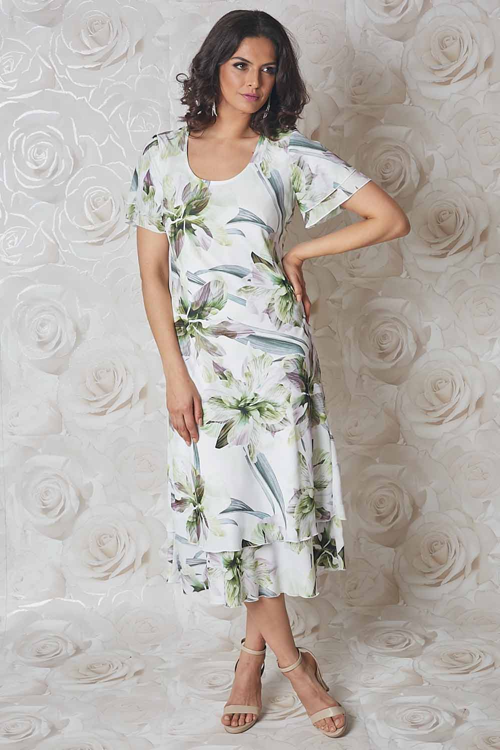 Julianna Tropical Print Chiffon Dress
