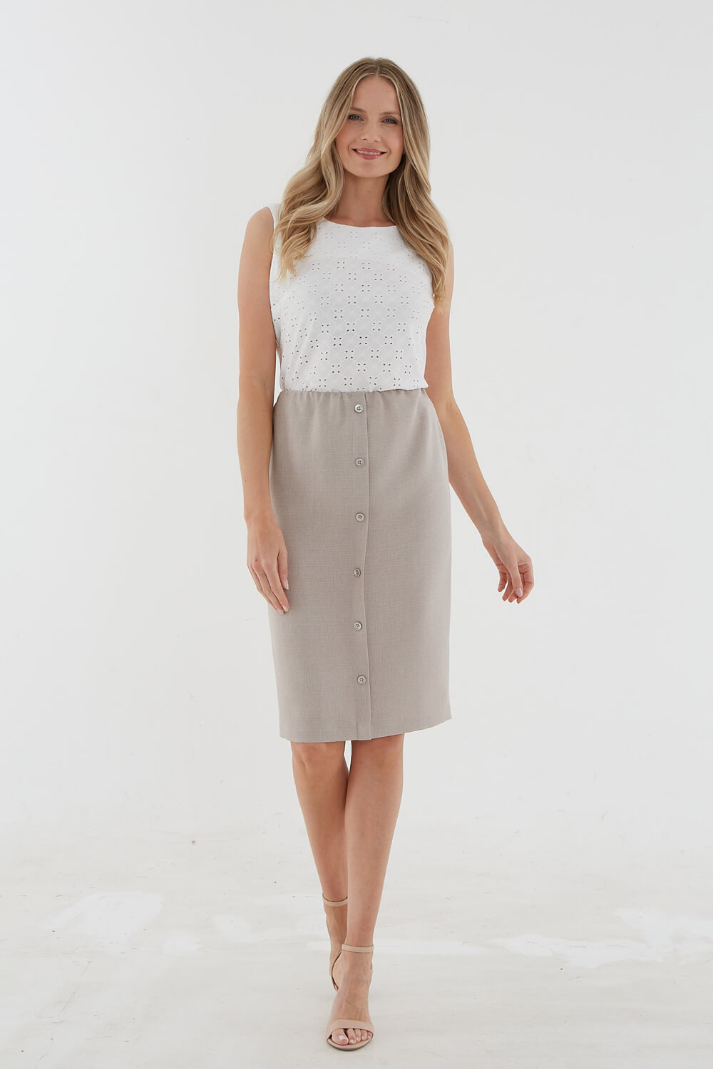 Stone Julianna Knee Length Button Skirt, Image 3 of 3