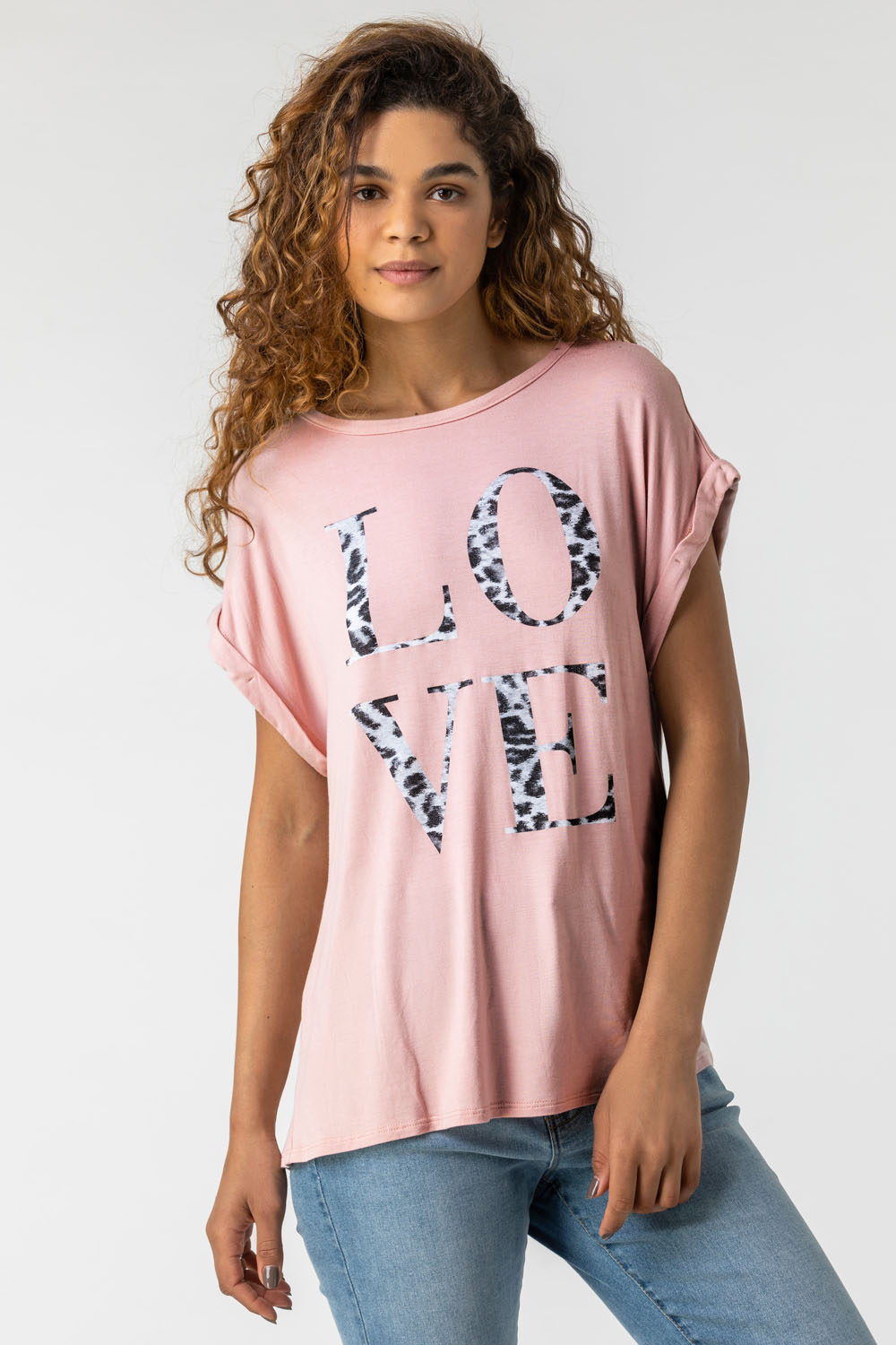 Light Pink Animal Print Love T-Shirt, Image 3 of 4