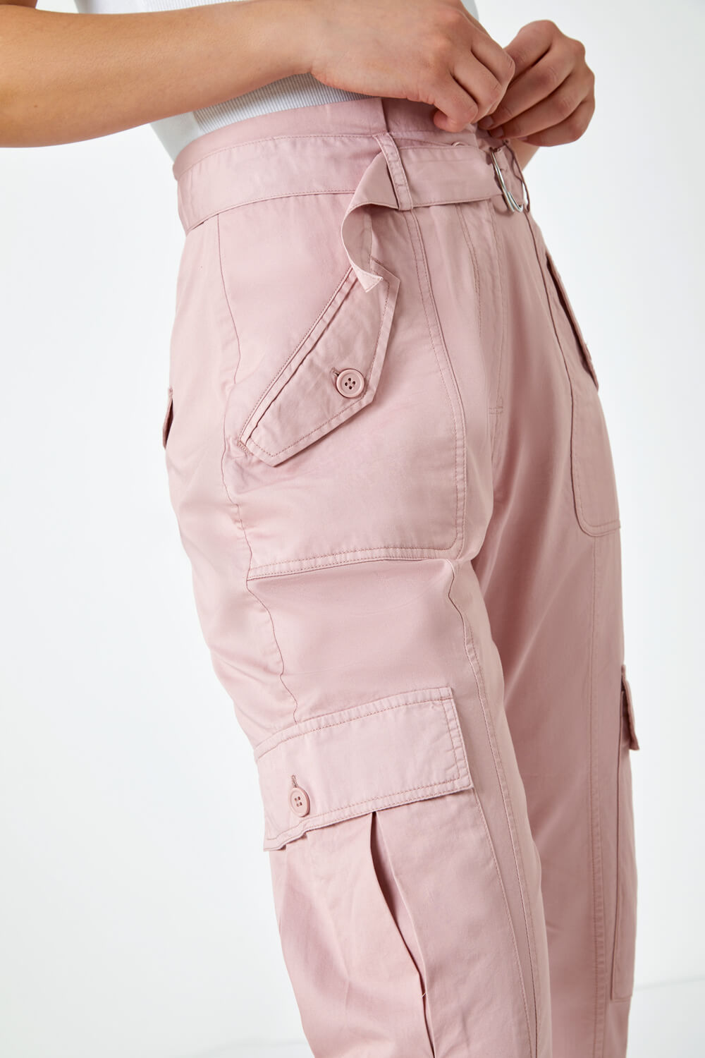 Light Pink Utility Pocket Cargo Trousers