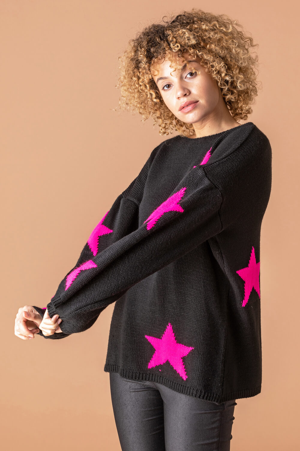  One Size Knitted Star Lounge Jumper, Image 4 of 5