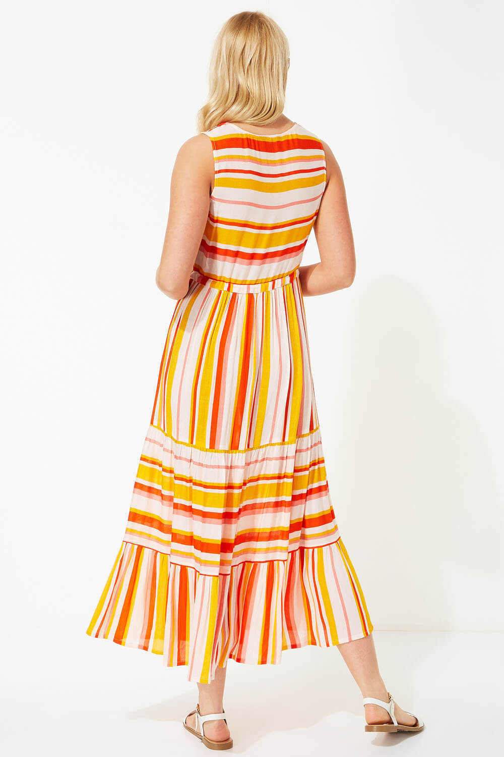 ORANGE Stripe Tiered Maxi Dress, Image 2 of 4