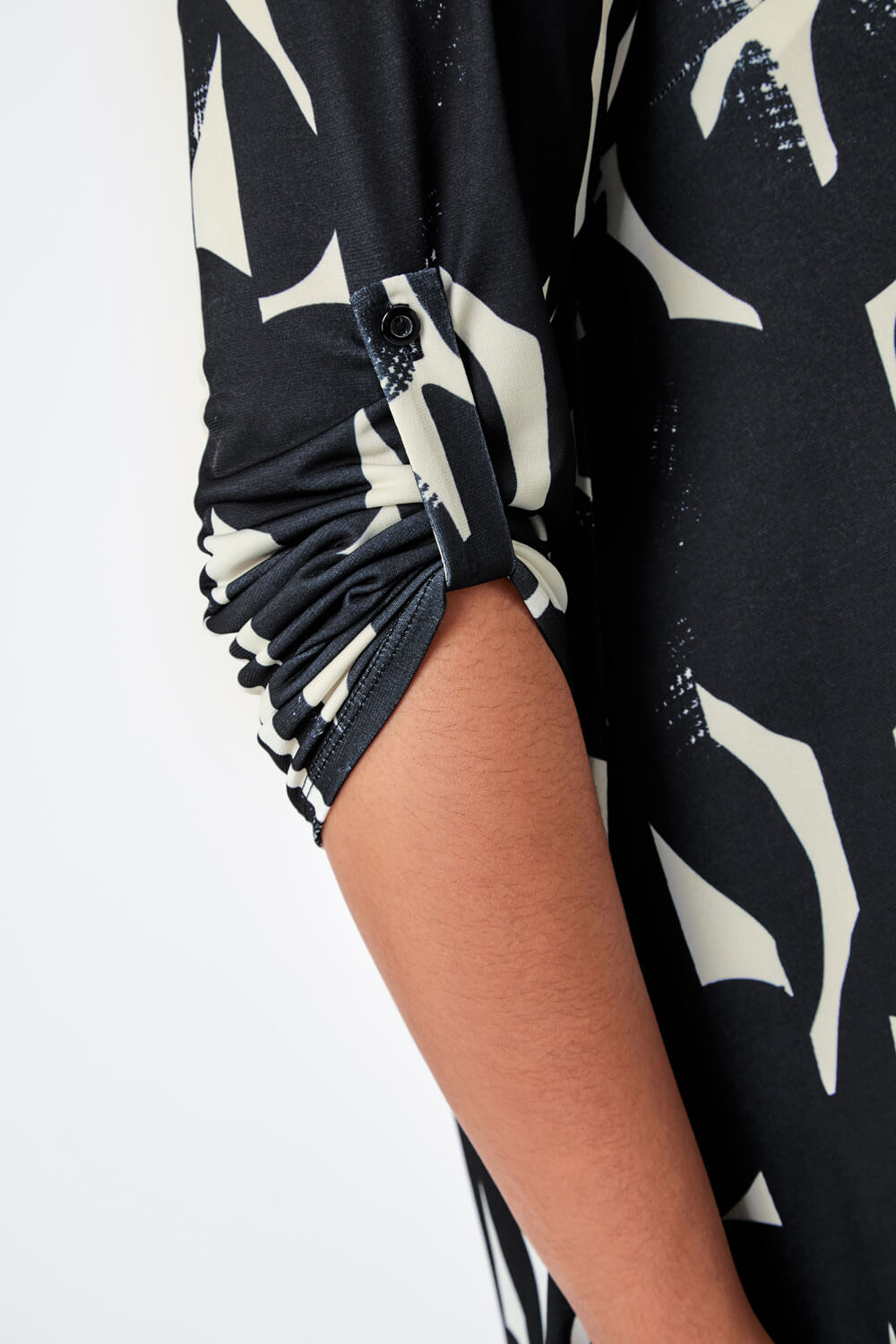 Black Curve Abstract Print Jersey Top, Image 5 of 5