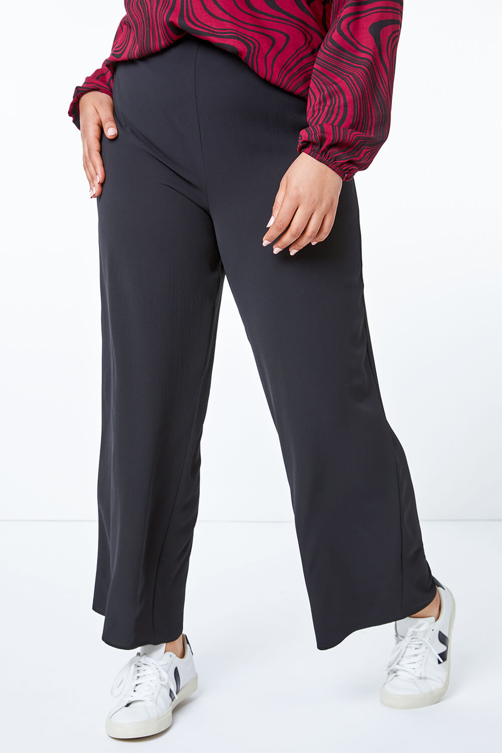 Black Curve Wide Leg Trousers, Image 4 of 4