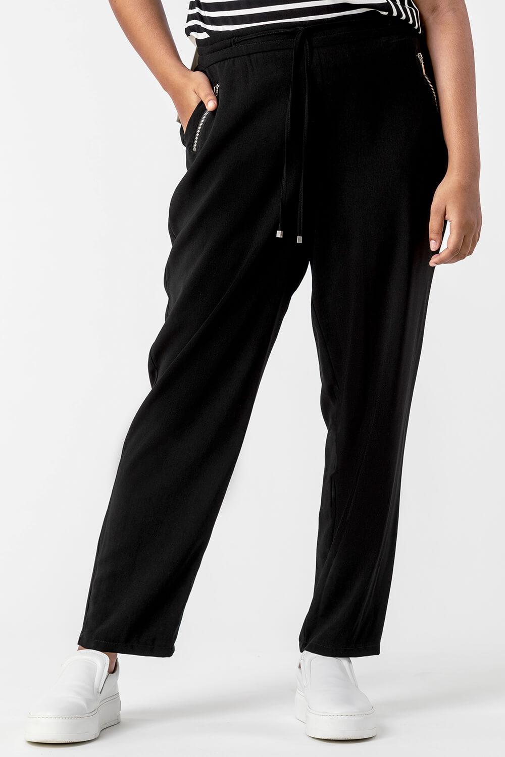 Black Curve 29" Tie Front Joggers, Image 4 of 5